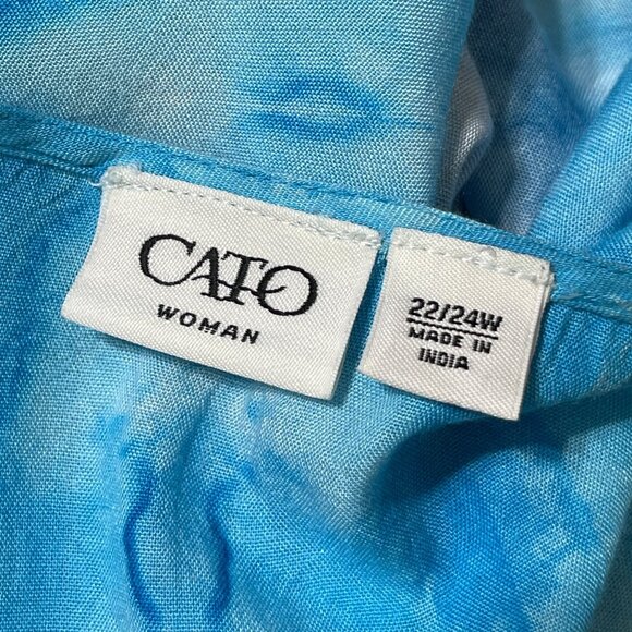 Cato Knit Top Lace-Up V-Neck Size 22/24 Blue Teal Lace Trim - Picture 5 of 7